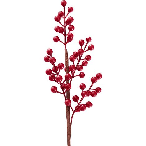 GARRYFIZH Branches de 48 cm, rouge foncé, imitation houx, baies de Noël, fleurs artificielles, baies rouges, porte-bonheur, décoration pour salon.
