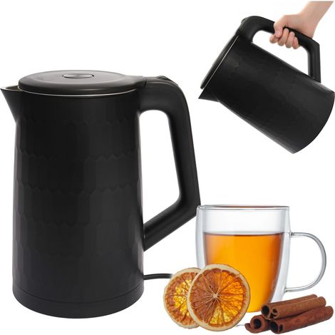 Bollitore elettrico da viaggio senza fili 1500W 1,8l girevole nero