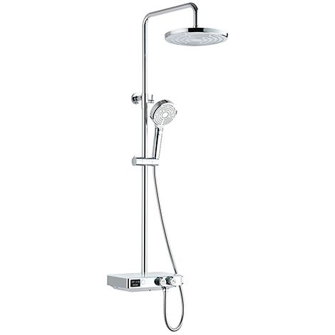 Edouard Rousseau – Colonne de douche thermostatique EKOGEST – Tête orientable Ø 250 mm – 3 jets – Robinet thermostatique à corps froid – Écran de suivi consommation