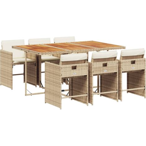 Maison Exclusive - Set comedor de jardín 7 pzas con cojines ratán (1/5)