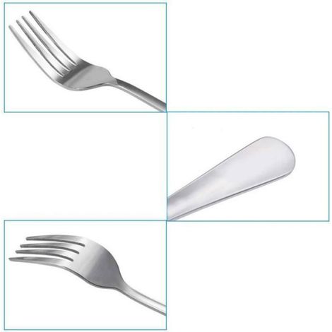 Fourchettes à Table - 10 fourchettes acier inoxydable 18.5cm, fourchettes à steak - 10 pièces - Inoxydable Étiquette (1/4)
