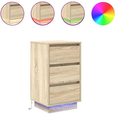 Maison Exclusive - Nachttisch mit LED-Leuchten Sonoma-Eiche 38x34