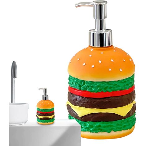 Dispensateur de Savon - Chambre de Lotion à Hamburger avec Style décoratif pour décor Unique, Pompe Rechargeable avec Une Utilisation Facile, Organisateur de Salle de Bain pour Douche, Shampoo (1/5)