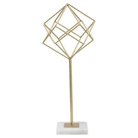 Dekorative Skulptur mauro ferretti Metall gold weißer Marmor 16x18x41 cm
