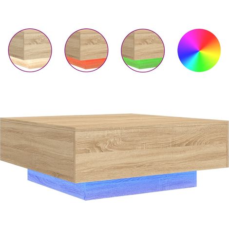 Maison Exclusive - Couchtisch mit LED-Leuchten Sonoma-Eiche 80x80