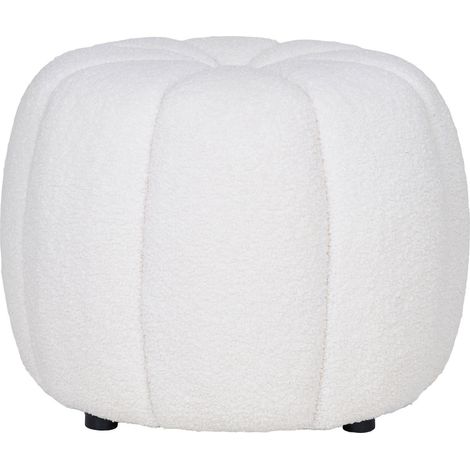Pouf Paisley Teddy Bianco Panna — Ø48×38 cm, HN1259