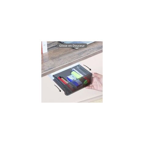 Tiroir sous Bureau Coulissant à Coller - Tiroir Rangement Plastique Polyvalent avec Adhésif - Bureau Tiroir pour Fournitures Scolaires - Tiroir sous Meuble pour Loisirs Créatifs (1/4)