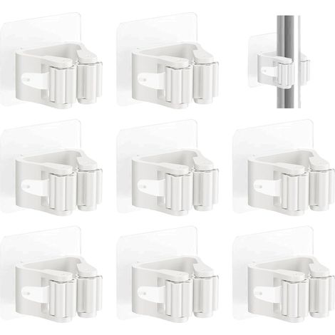 Sollbry 8 Pièces Accroche Balai Mural, Porte Balais Mural, Support Balais Mural Auto-Adhésif, Porte Balai Mural, Porte Balais Mural Sans Percage pour Cuisine, Salle de Bain, Jardin, Garage (1/5)