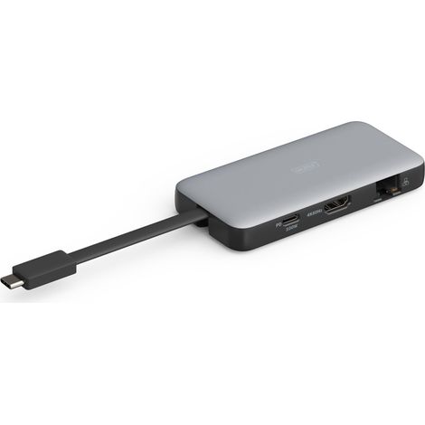 DIGITUS Docking USB-C- HDMI,USB3.2,RJ45,SD,MicroSD,PD silber