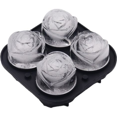 Fabricant de moules à glaçons en forme de rose 3D, moule en silicone souple et facile à démouler, réutilisable, noir