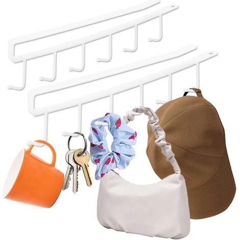 Porte-casquettes, étagère à casquettes, rangement pour casquettes, porte-chapeaux mural multifonctionnel pour armoire, placard, porte de chambre (2 pièces) (1/5)