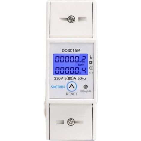 220 V Compteur Electrique Consommation, D'énergie 50Hz Digital LCD Monophasé Compteur d'énergie Wattmètre Montage sur rail DIN avec rétroéclairage mesure consommation electrique 5-80A 230V