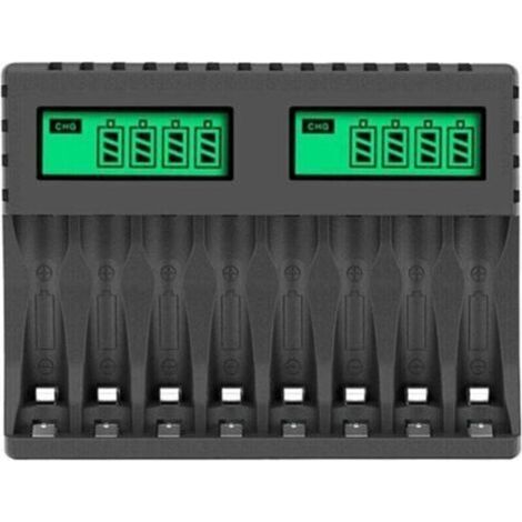 8 Slots Smart Battery Charger with LCD Display for AA/AAA NiCd NiMh Rechargeable Batteries, AA AAA Battery Charger (1/4)