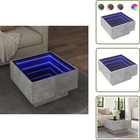 Table basse avec LED gris béton 50x50x30 cm bois d'ingénierie - Table Basse - Tables Basses - Table D'appoint - Bout De Canapé (1/5)