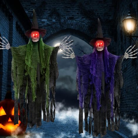 Décorations de sorcières d'Halloween, décorations de squelettes d'Halloween à suspendre, décorations d'intérieur d'Halloween, décorations de fantômes (1/5)