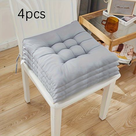 Lot de 4 coussins de siège unis — Doux, respirants et modernes — Coussins carrés polyvalents