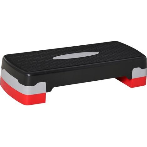 Höhenverstellbarer Aerobic-Stepper (2 Stufen), 68 x 28 x 15 cm, schwarz, grau und rot