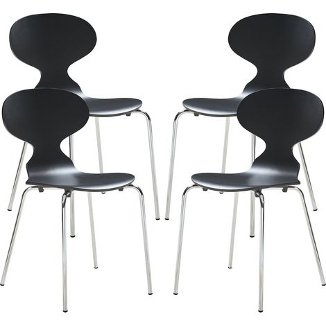 Set di 4 sedie da pranzo dal design moderno e robusto in nero/cromo 030009838