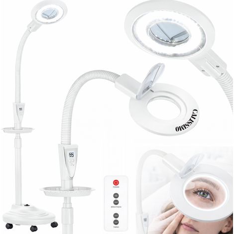 Lámpara cosmética LED de 24 W con lupa para pestañas, color blanco, de pie. (1/5)