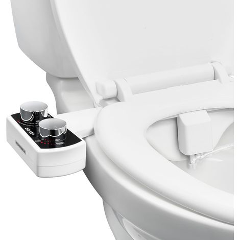 VEVOR Attacco per WC Bidet Ultra Sottile con 2 Ugelli Retrattili e Pressione dellAcqua Regolabile, Spruzzatore di Acqua Fredda non Elettrico per Lavaggio Anteriore e Posteriore, Bianco (1/5)