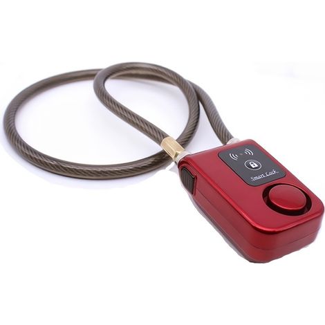 Serrure Intelligente Bluetooth Antivol Rouge, Déverrouillage par Application, Alarme 110 dB, Câble en Acier pour Moto Vélo Scooter (1/5)