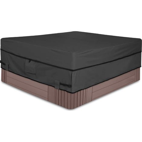 Quadratische Whirlpool-Abdeckung aus 210D Polyester, wasser- und staubdicht, Outdoor-Abdeckung für 76x76 Zoll Whirlpools, Schwarz