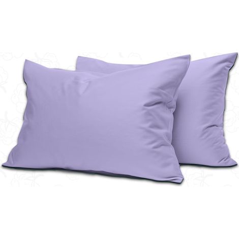 Taies d'oreiller Lot de 2 Literie et Linge Doux et de Qualité Premium, Coton Égyptien 200 Fils, Respirant et Fermeture Enveloppe en Taille Standard (50x75+15 cm) (Lilas, Lot de 2) (1/5)