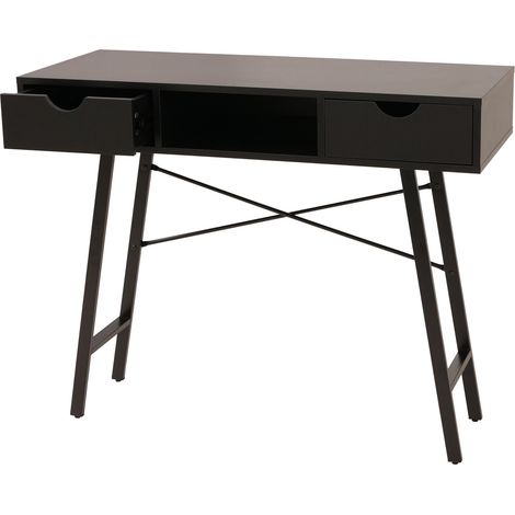 Table console HHG-162, table de rangement table d'appoint, structure 3D 100x40cm, noir (1/5)