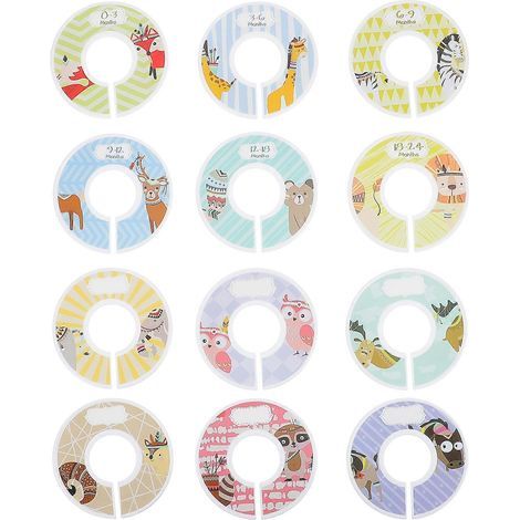 Lot de 12 séparateurs de taille pour placard bébé, motif dessin animé, organisateur de placard pour garçon ou fille-9X9CM (1/3)