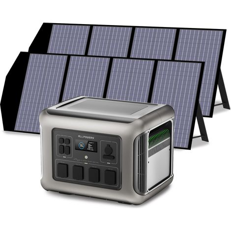 Portable Power Station Solar Generator 2016Wh LiFePO4 with 2Pcs 140W Solar Panel for RV, Home Backup, Emergency, Outdoor Camping Allpowers R2500 (1/5)