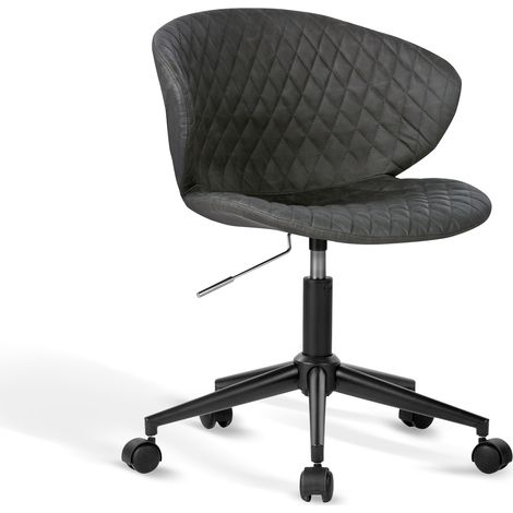 HISPANOHOGAR, chaise de bureau à roulettes, modèle Zoe, en simili-cuir gris anthracite (1/5)