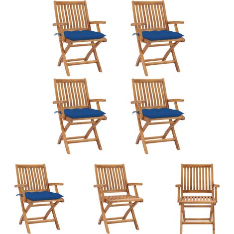 Holzstühle - vidaXL Klappbare Gartenstühle mit Kissen 4 Stk. Massivholz Teak - Gartenstühle mit Kissen (1/5)