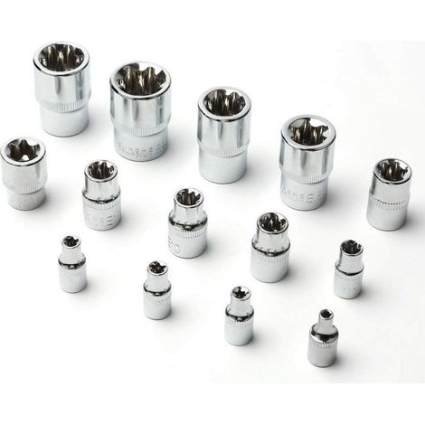 Lot de 14 douilles Torx en forme d'étoile de type E I Coffret à cliquet I Douilles Jeu de profilés E (Torx externe) E4 - E24