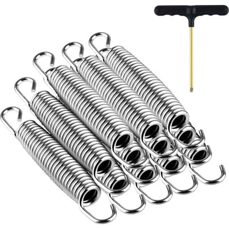 Lot de 12 Ressorts Trampoline 14 cm,Accessoire Trampoline,Acier Galvanisé Anti-Rouille,Doré et Argenté,Accessoire Rechange Robuste pour Trampolines 2,4m à 4,3m,Multi-Marques Argent cm - (1/5)