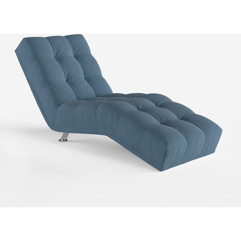 Gepolsterte Chaiselongue in klassischem Chesterfield-Design aus Chenille Chamonix - Hellblau (1/5)