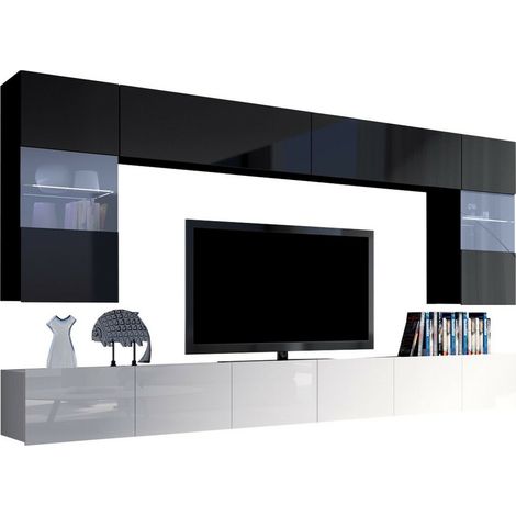 Conjunto de salón Remus I, Blanco brillante + Negro brillante