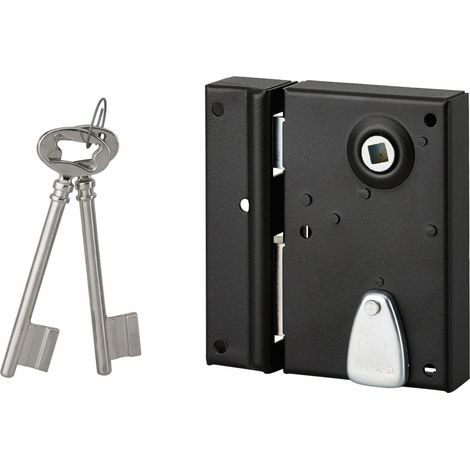 Thirard – Serrure multipoint en applique à clé à fouillot pour porte intérieure – Côté gauche – Axe 40mm – Dimensions 110x70mm – 2 clés nickelées (1/3)