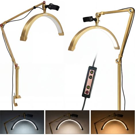Lámpara LED cosmética Moon Bow 20W para pestañas, para escritorio, color dorado, 42 cm (1/5)
