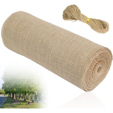 40cm x 6m Toile de Jute Naturel avec 20m Corde Jute, Fournitures Jardinage Chanvre pour Entretien Arbres, Protection Contre UV, Protection Plantes Contre Gel, Protection Arbustes et Jardins Extérieurs (1/5)