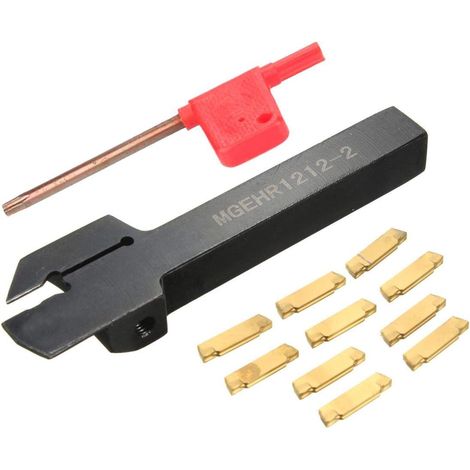 Wendeschneidplatten für Drehmaschinen-Abstechwerkzeughalter mit 10 Wendeschneidplatten MGEHR1212-2 & MGMN200 Wendeschneidplatten für Vorschlichten und Schlichten 111102