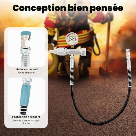 Adaptateur de recharge 4500 PSI pour pistolet à air comprimé Paintball - Station de remplissage durable et fiable PCP - Kit de chargement avec (1/5)