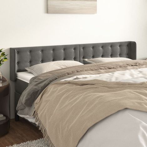 Kopfteil mit Ohren Dunkelgrau 163x16x78/88 cm Samt (1/5)