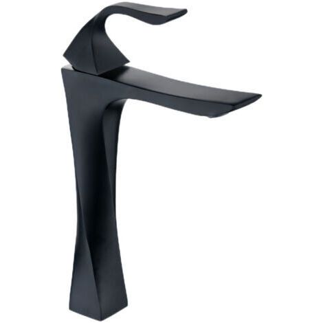 Robinet de lavabo robinet chaud et froid robinet d'armoire de salle de bain mode créative robinet de baignoire domestique en alliage de zinc, hauteur 31 cm, noir (1/3)