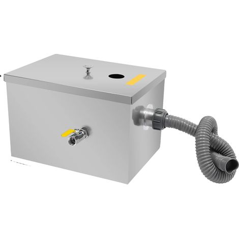 Trampa de grasa comercial de 20 litros, fabricada en acero inoxidable duradero, con dispositivo de apagado automático. (1/2)