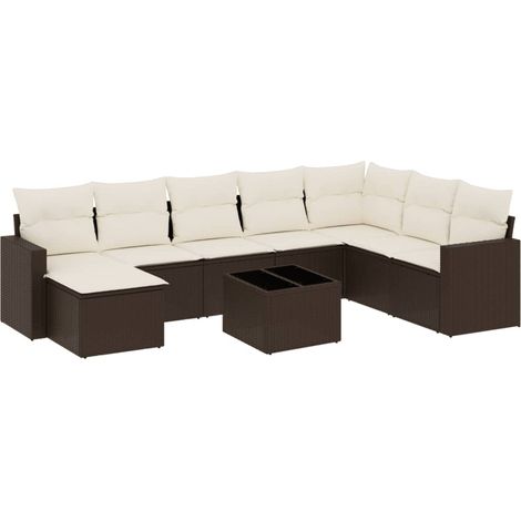 Maison Exclusive - Set de sofás de jardín 9 pzas y cojines ratán
