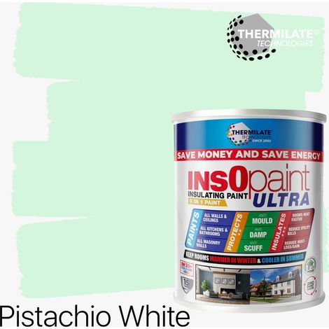 InsOpaint ULTRA - 9 IN1 Interior & Exterior Paint- Insulating & Energy Saving Interior Walls & Ceilings - Pistachio White - 1L