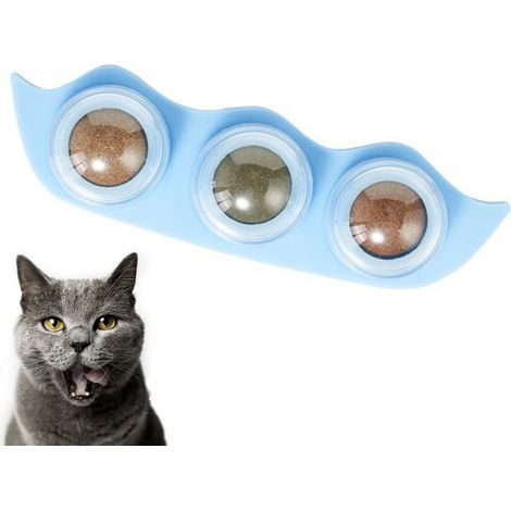 Boule À Chat - Forme Gousse - Plante À Chat Naturelle - Jouet Murale Rotative 360° Avec Capuchon Anti-Poussière - Adhésif Double Face Non Tachant - 1 Pièce (1/5)