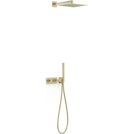 Kit robinet thermostatique encastré 2 voies pour douche B-system Cava doré - TRES 30725204CA