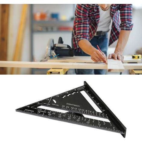 Équerre de charpentier noire de 7 pouces, en alliage d'aluminium, pour le travail du bois, à angle droit. (1/5)