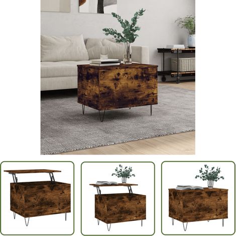 The Living Store Couchtisch Räuchereiche 60x44,5x45 cm Holzwerkstoff - Couchtisch - Wohnzimmerstil - Holzwerkstoff Möbel - Regal - TV Stand (1/5)